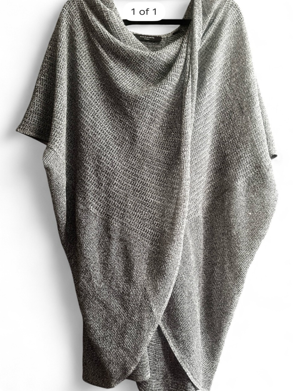 Gorgeous AllSaints Silver Knit Draped Cape Sweater